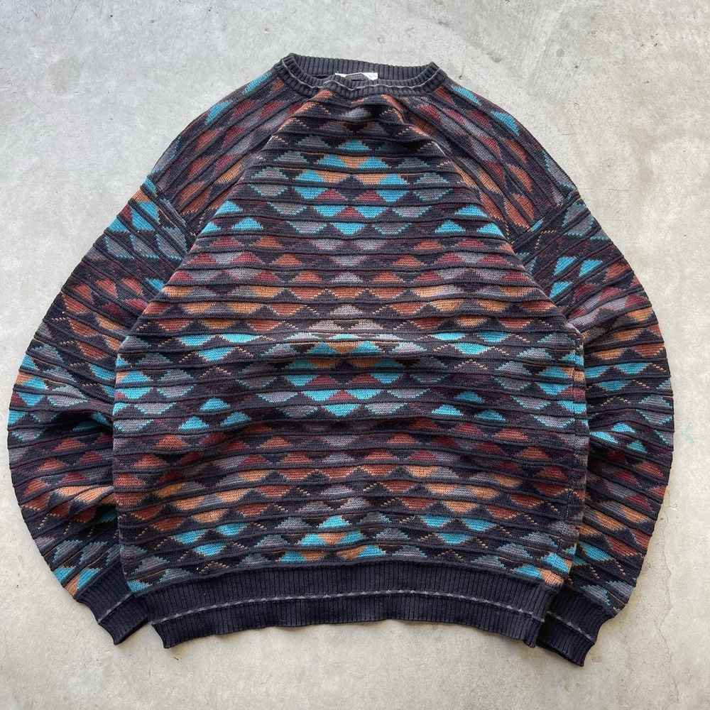 Vintage Tricots St. Raphael Cotton Textured Knit Sweater Coastal Academia XL USA
